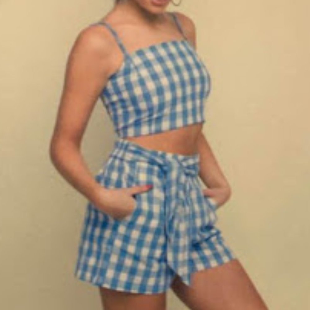 Blue and Plaid Two Piece